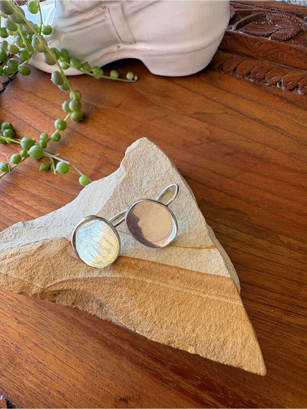 Sterling Silver Oval Simple Minimalist Hook Earrings 925